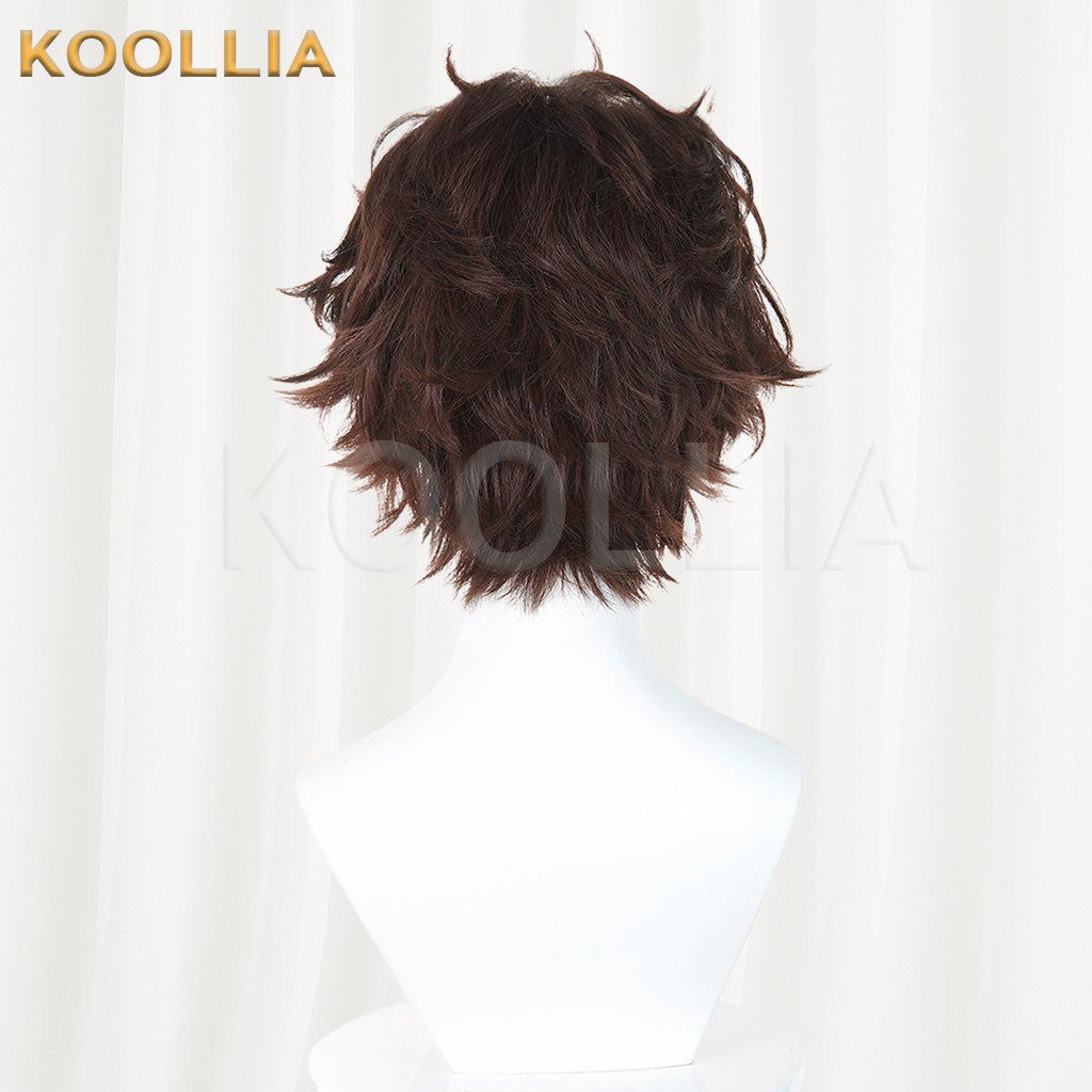 Identity V Prospector Dark Brown Fluffy Messy Short Curly Hair Basic Wig