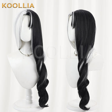NIKKE Rosanna Wig Black White Two-Tone Long Curly Basic Wig