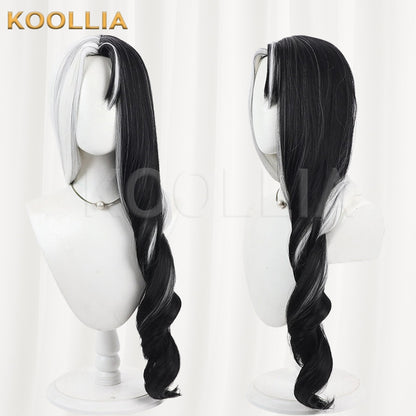 NIKKE Rosanna Wig Black White Two-Tone Long Curly Basic Wig