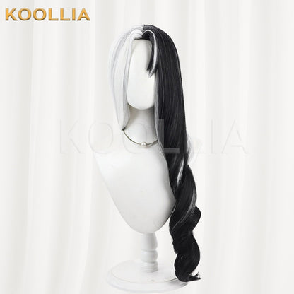NIKKE Rosanna Wig Black White Two-Tone Long Curly Basic Wig