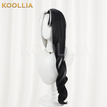 NIKKE Rosanna Wig Black White Two-Tone Long Curly Basic Wig