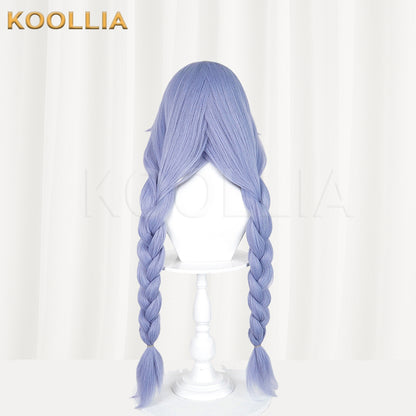 Mushoku Tensei Roxy Migurdia Wig Mist Blue Purple Realistic Scalp Top Medium-Long Straight With Double Thick Braids Basic Wig