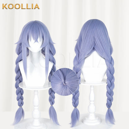 Mushoku Tensei Roxy Migurdia Wig Mist Blue Purple Realistic Scalp Top Medium-Long Straight With Double Thick Braids Basic Wig