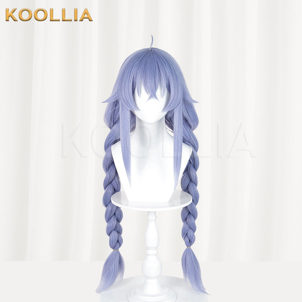 Mushoku Tensei Roxy Migurdia Wig Mist Blue Purple Realistic Scalp Top Medium-Long Straight With Double Thick Braids Basic Wig