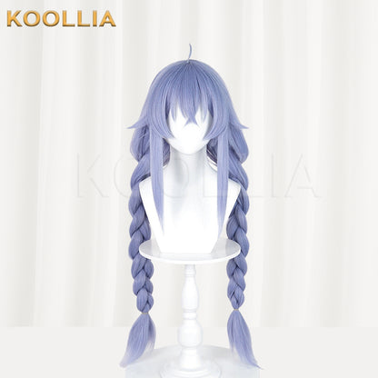 Mushoku Tensei Roxy Migurdia Wig Mist Blue Purple Realistic Scalp Top Medium-Long Straight With Double Thick Braids Basic Wig