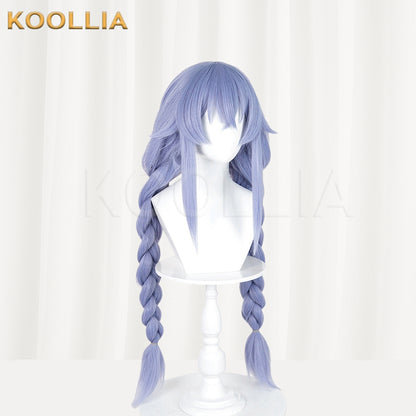 Mushoku Tensei Roxy Migurdia Wig Mist Blue Purple Realistic Scalp Top Medium-Long Straight With Double Thick Braids Basic Wig