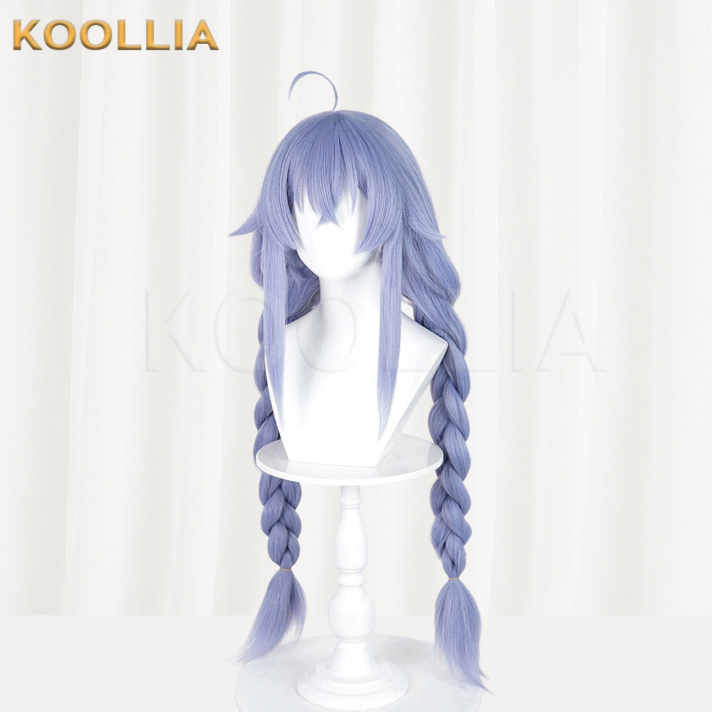Mushoku Tensei Roxy Migurdia Wig Mist Blue Purple Realistic Scalp Top Medium-Long Straight With Double Thick Braids Basic Wig
