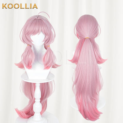 Arknights Sambi Wig Light Pink Rose‑Pink Gradient Realistic Scalp Top Thick Mixed Fluffy Silk With Detachable Extra‑Long Gradient Ponytail Basic Wig