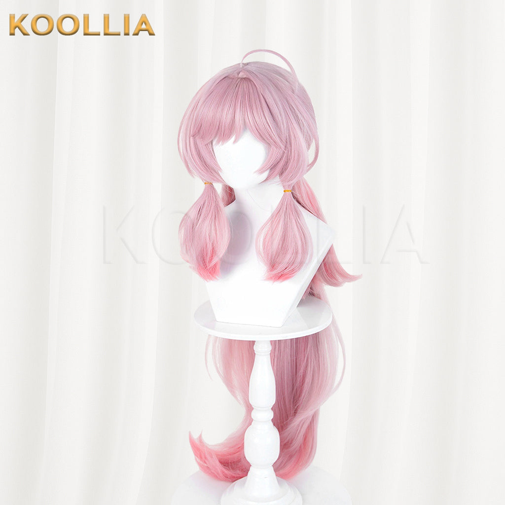 Arknights Sambi Wig Light Pink Rose‑Pink Gradient Realistic Scalp Top Thick Mixed Fluffy Silk With Detachable Extra‑Long Gradient Ponytail Basic Wig