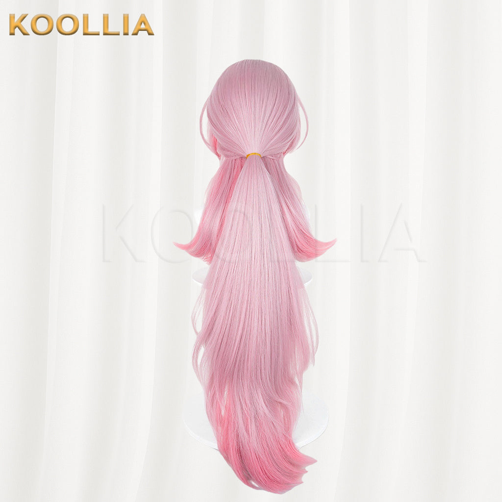Arknights Sambi Wig Light Pink Rose‑Pink Gradient Realistic Scalp Top Thick Mixed Fluffy Silk With Detachable Extra‑Long Gradient Ponytail Basic Wig