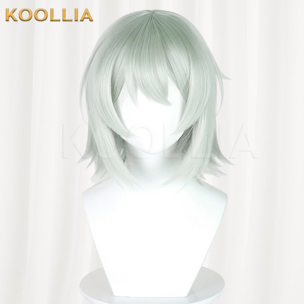Sato Yaniko Niko Meow Light Mint Gray Green Layered Short Cosplay Wig Mixed Fluffy Silk Basic Wig