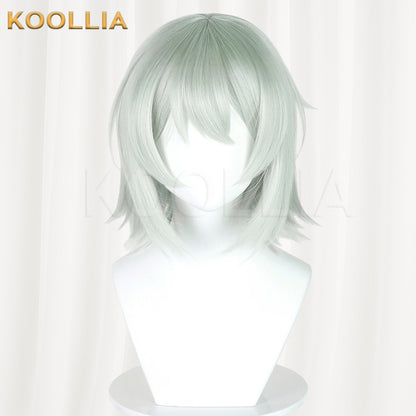 Sato Yaniko Niko Meow Light Mint Gray Green Layered Short Cosplay Wig Mixed Fluffy Silk Basic Wig