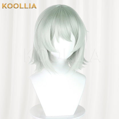 Sato Yaniko Niko Meow Light Mint Gray Green Layered Short Cosplay Wig Mixed Fluffy Silk Basic Wig