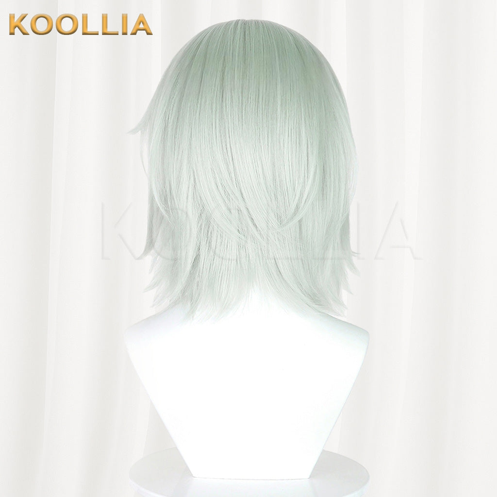 Sato Yaniko Niko Meow Light Mint Gray Green Layered Short Cosplay Wig Mixed Fluffy Silk Basic Wig