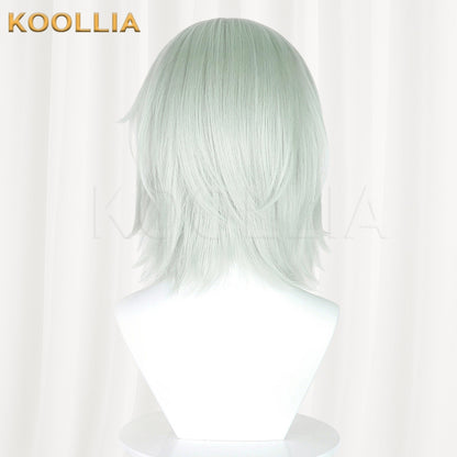 Sato Yaniko Niko Meow Light Mint Gray Green Layered Short Cosplay Wig Mixed Fluffy Silk Basic Wig