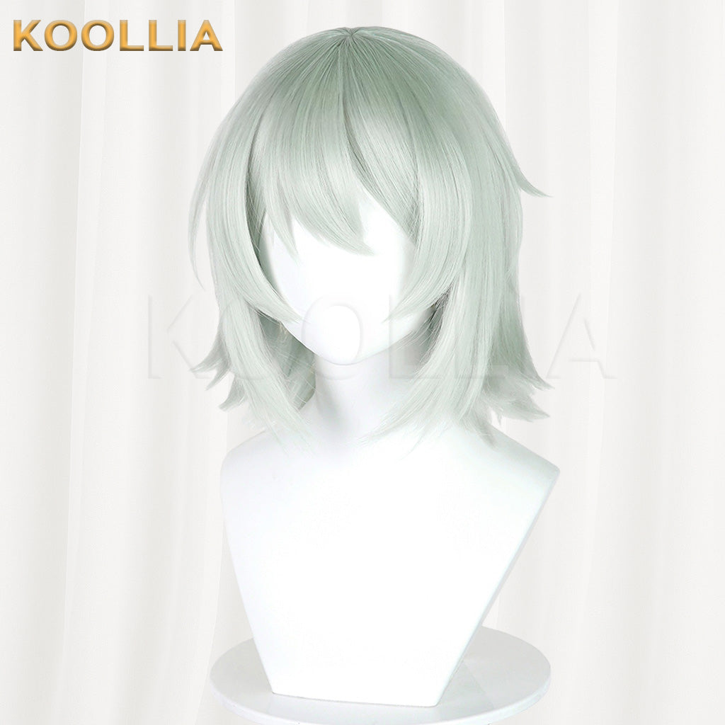 Sato Yaniko Niko Meow Light Mint Gray Green Layered Short Cosplay Wig Mixed Fluffy Silk Basic Wig