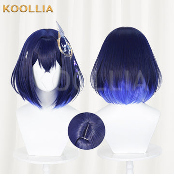 Honkai Impact 3rd Seele Wig Dark Navy Blue Gradient Inward Curled Bob Short Basic Wig