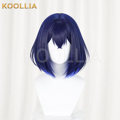 Honkai Impact 3rd Seele Wig Dark Navy Blue Gradient Inward Curled Bob Short Basic Wig