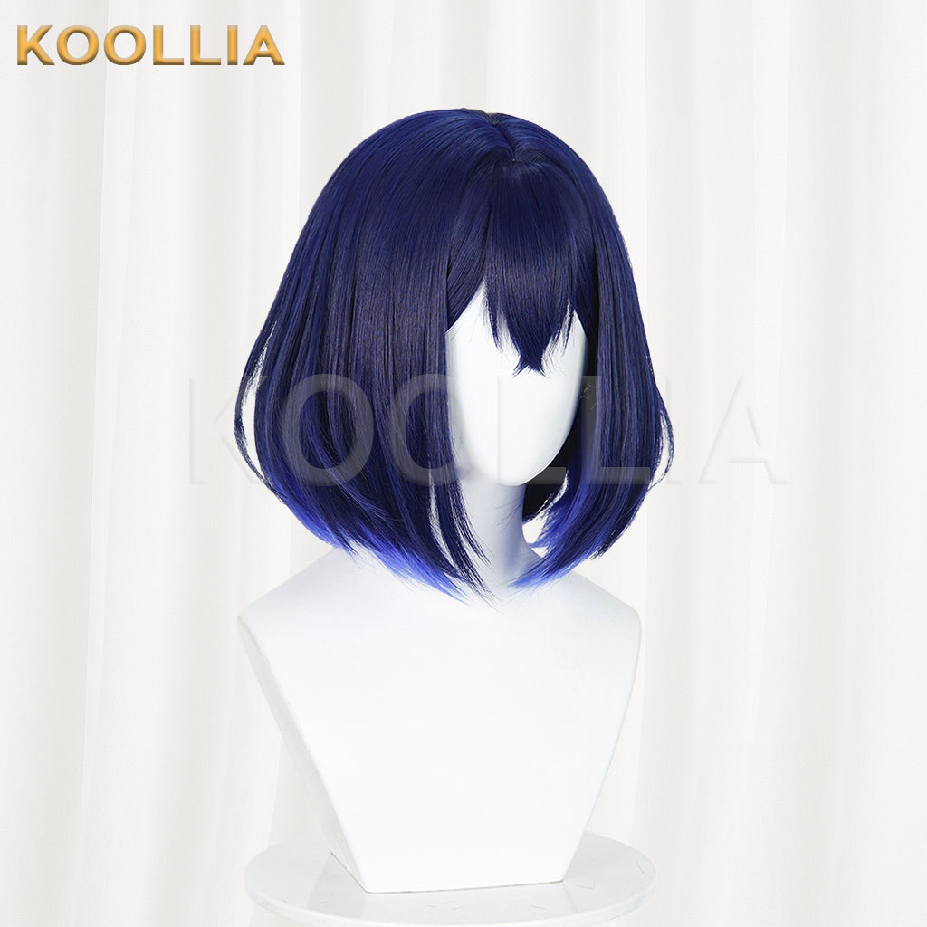 Honkai Impact 3rd Seele Wig Dark Navy Blue Gradient Inward Curled Bob Short Basic Wig