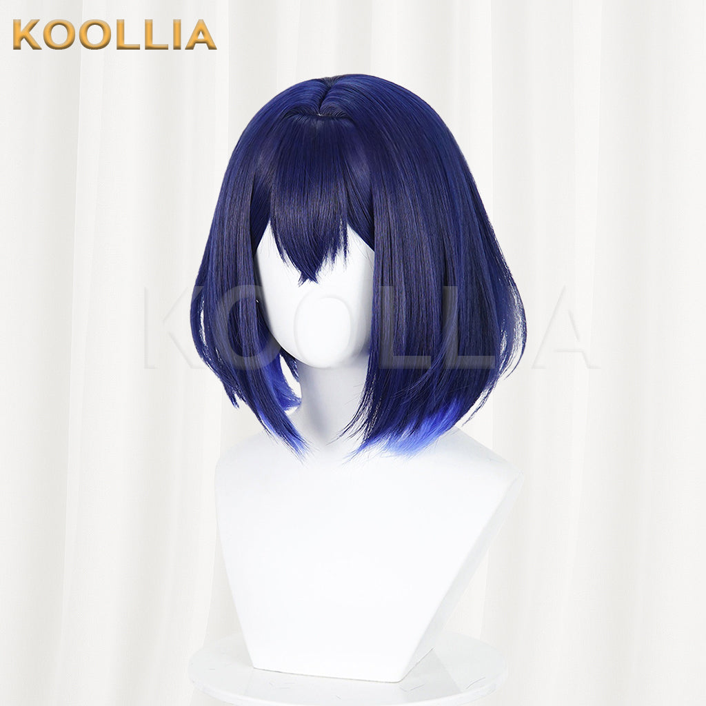 Honkai Impact 3rd Seele Wig Dark Navy Blue Gradient Inward Curled Bob Short Basic Wig