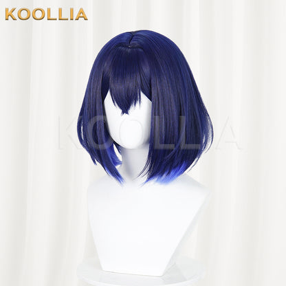 Honkai Impact 3rd Seele Wig Dark Navy Blue Gradient Inward Curled Bob Short Basic Wig