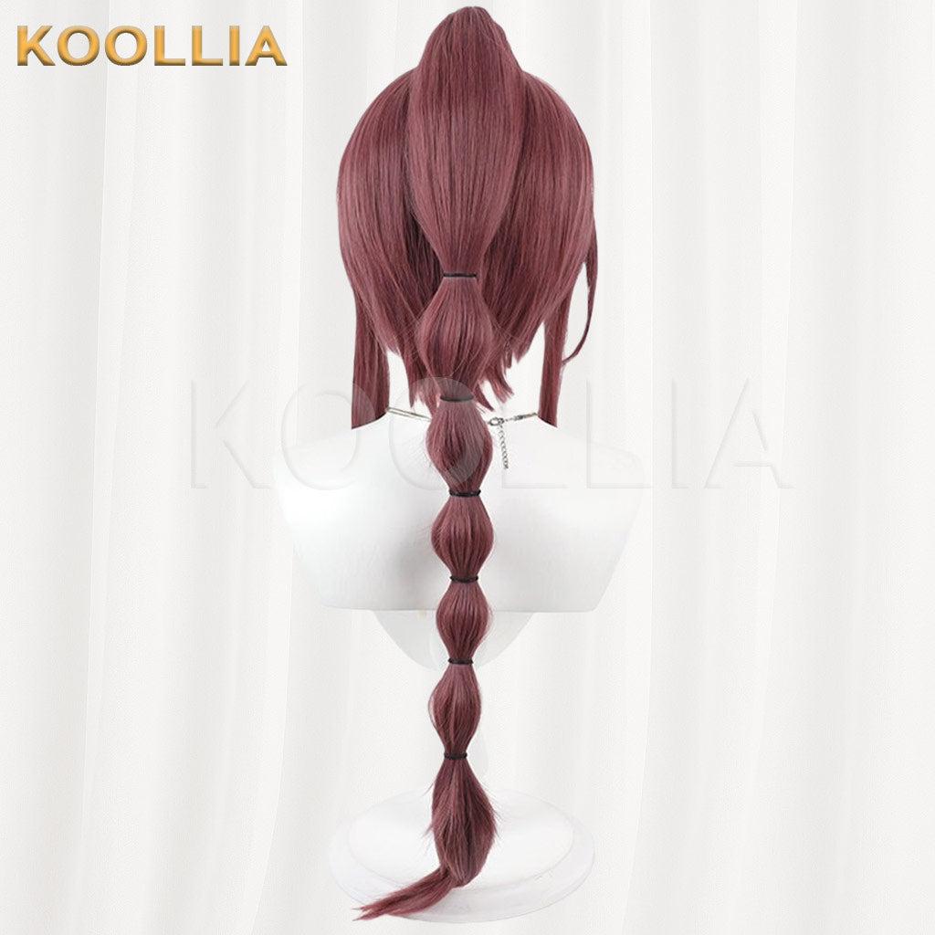 Re:Zero − Starting Life in Another World Shaula Wine Red Brown With Detachable Bubble Braid Ponytail Basic Wig