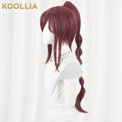 Re:Zero − Starting Life in Another World Shaula Wine Red Brown With Detachable Bubble Braid Ponytail Basic Wig
