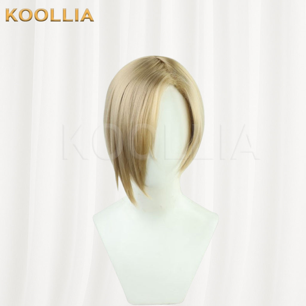 The Idolmaster Cinderella Girls Shirasaka Koume Wig Light Beige Linen Blonde Asymmetrical Short Basic Wig