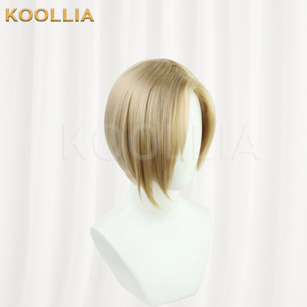 The Idolmaster Cinderella Girls Shirasaka Koume Wig Light Beige Linen Blonde Asymmetrical Short Basic Wig