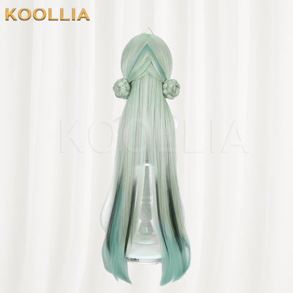Arknights Endfield Si Wig Sui Shisan Light Sage Green Double Braided Buns Extra-Long Straight Basic Wig