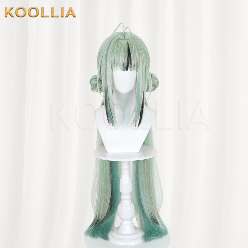 Arknights Endfield Si Wig Sui Shisan Light Sage Green Double Braided Buns Extra-Long Straight Basic Wig