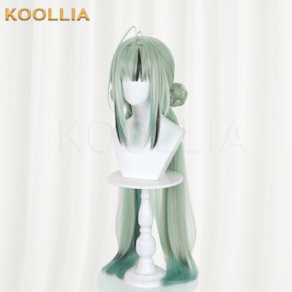Arknights Endfield Si Wig Sui Shisan Light Sage Green Double Braided Buns Extra-Long Straight Basic Wig
