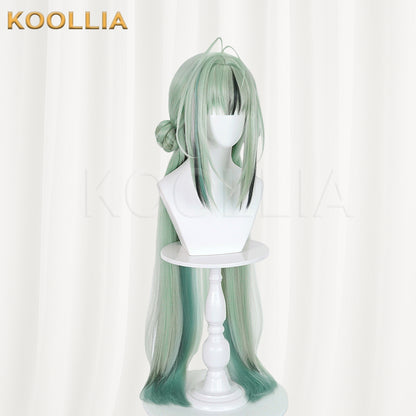Arknights Endfield Si Wig Sui Shisan Light Sage Green Double Braided Buns Extra-Long Straight Basic Wig