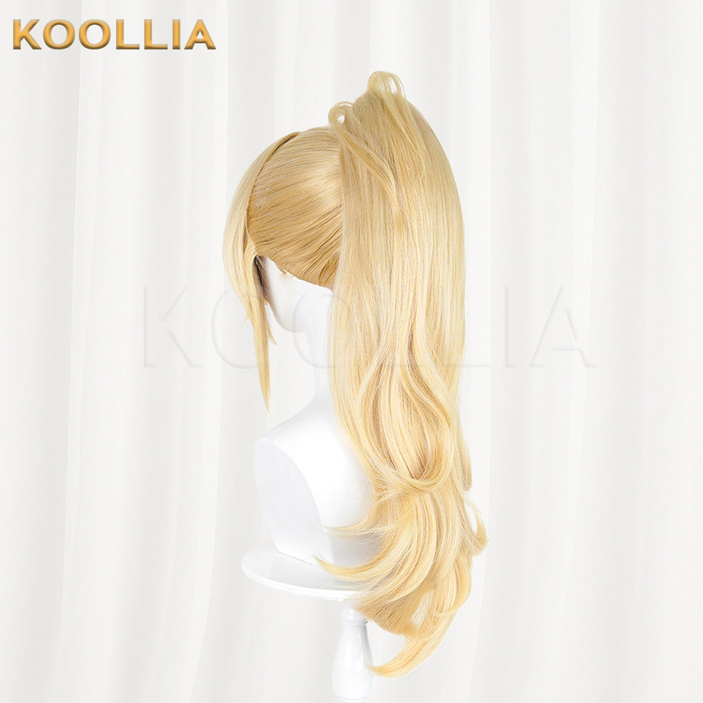 Zenless Zone Zero Sigrid Warm Blonde Wig Detachable Tiger Clip Wavy High Ponytail Realistic Scalp Top Basic Wig
