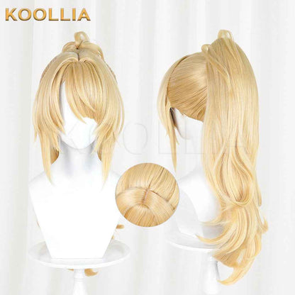 Zenless Zone Zero Sigrid Warm Blonde Wig Detachable Tiger Clip Wavy High Ponytail Realistic Scalp Top Basic Wig