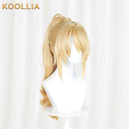 Zenless Zone Zero Sigrid Warm Blonde Wig Detachable Tiger Clip Wavy High Ponytail Realistic Scalp Top Basic Wig