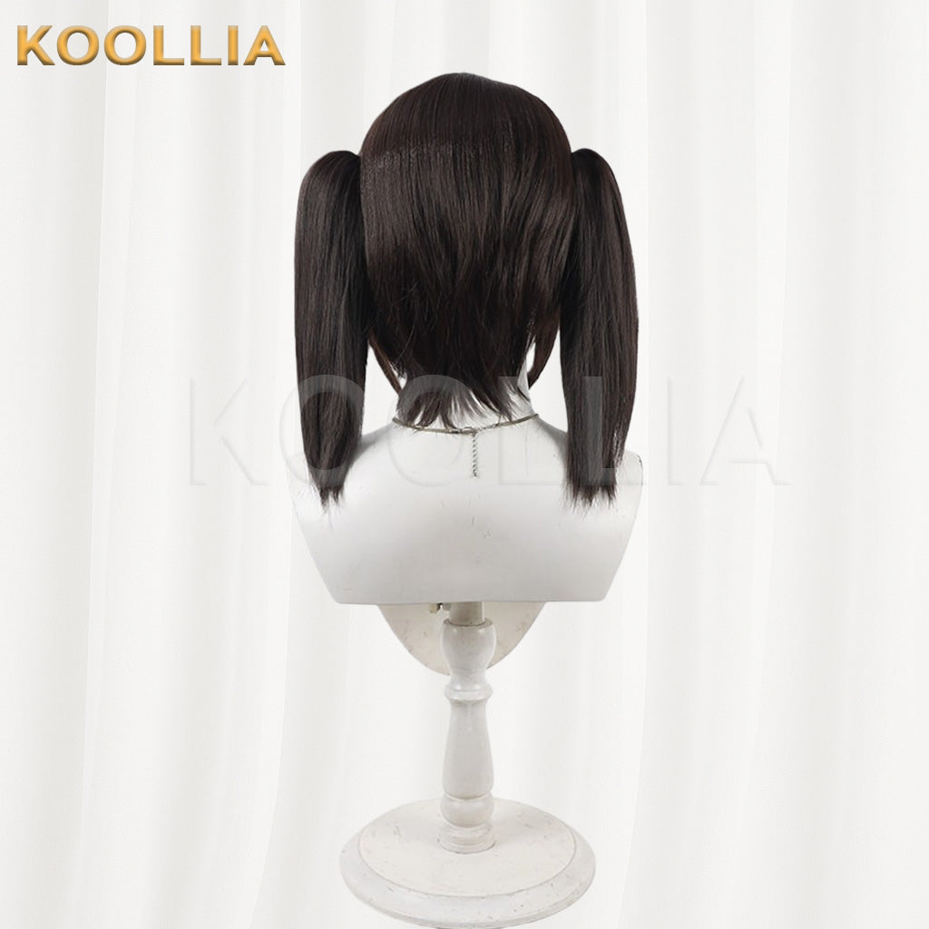 NIKKE Goddess of Victory Sola Dark Brown Black Short Twin Tails Hair Basic Wig