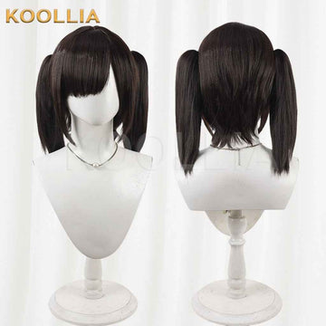 NIKKE Goddess of Victory Sola Dark Brown Black Short Twin Tails Hair Basic Wig
