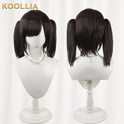NIKKE Goddess of Victory Sola Dark Brown Black Short Twin Tails Hair Basic Wig