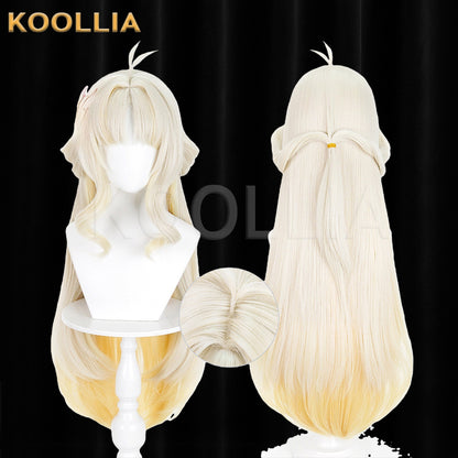 Wuthering Waves Sui Sui Wig Tao Tao Ju Collab Off-White Light Gold Gradient Medium-Long Curly Basic Wig