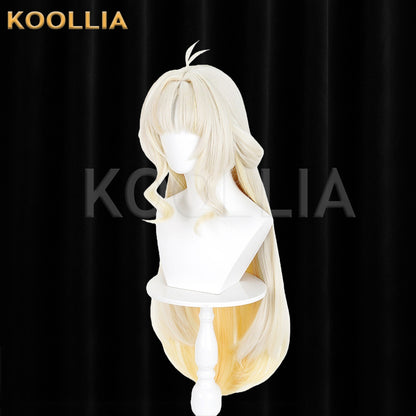 Wuthering Waves Sui Sui Wig Tao Tao Ju Collab Off-White Light Gold Gradient Medium-Long Curly Basic Wig