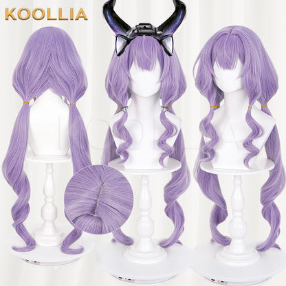 Arknights Endfield Typhon Wig Typhloros Light Lavender Purple Double Low Ponytails Long Straight Basic Wig