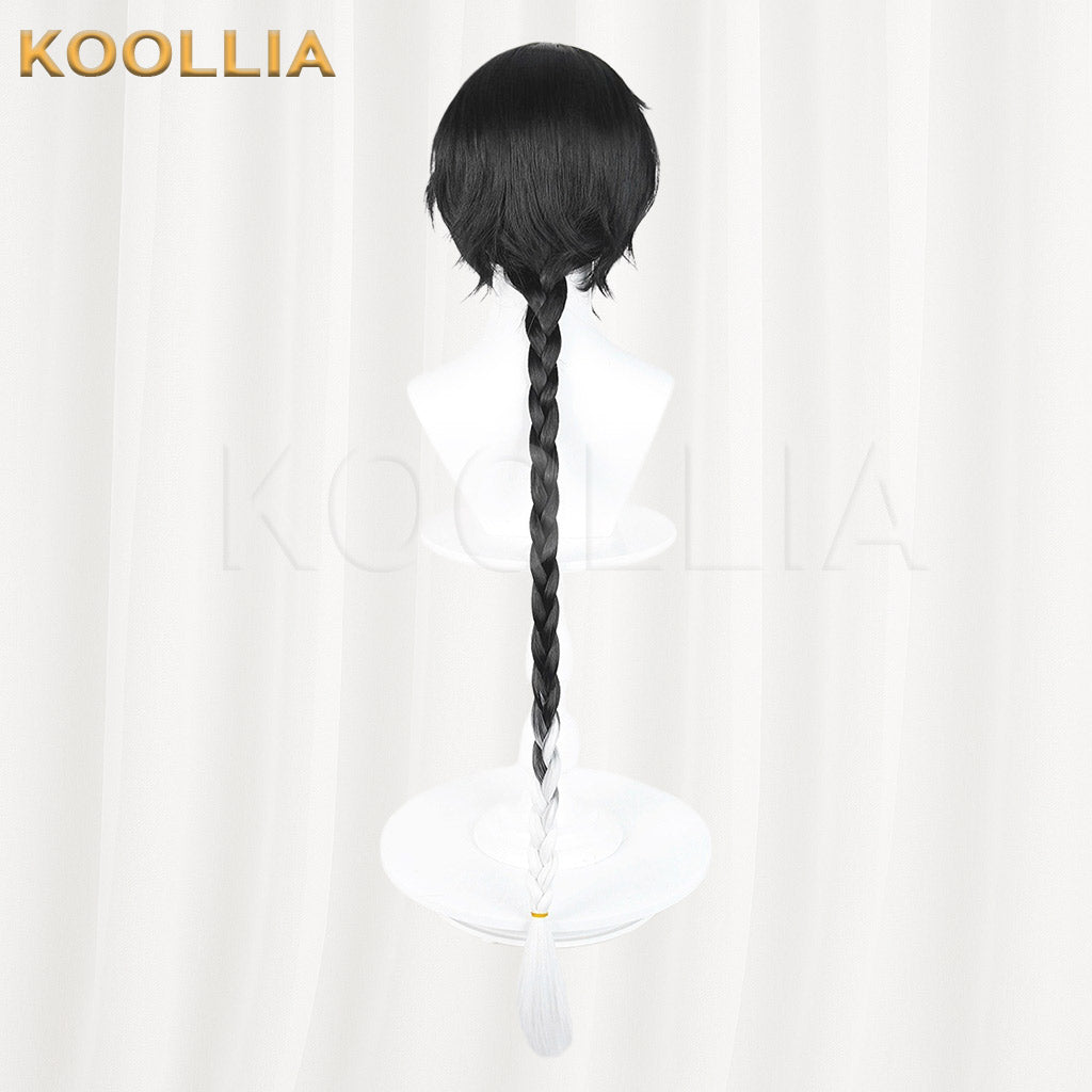 Wuthering Waves Jingran Black To White Gradient Short Hair With Single Braid Basic Wig