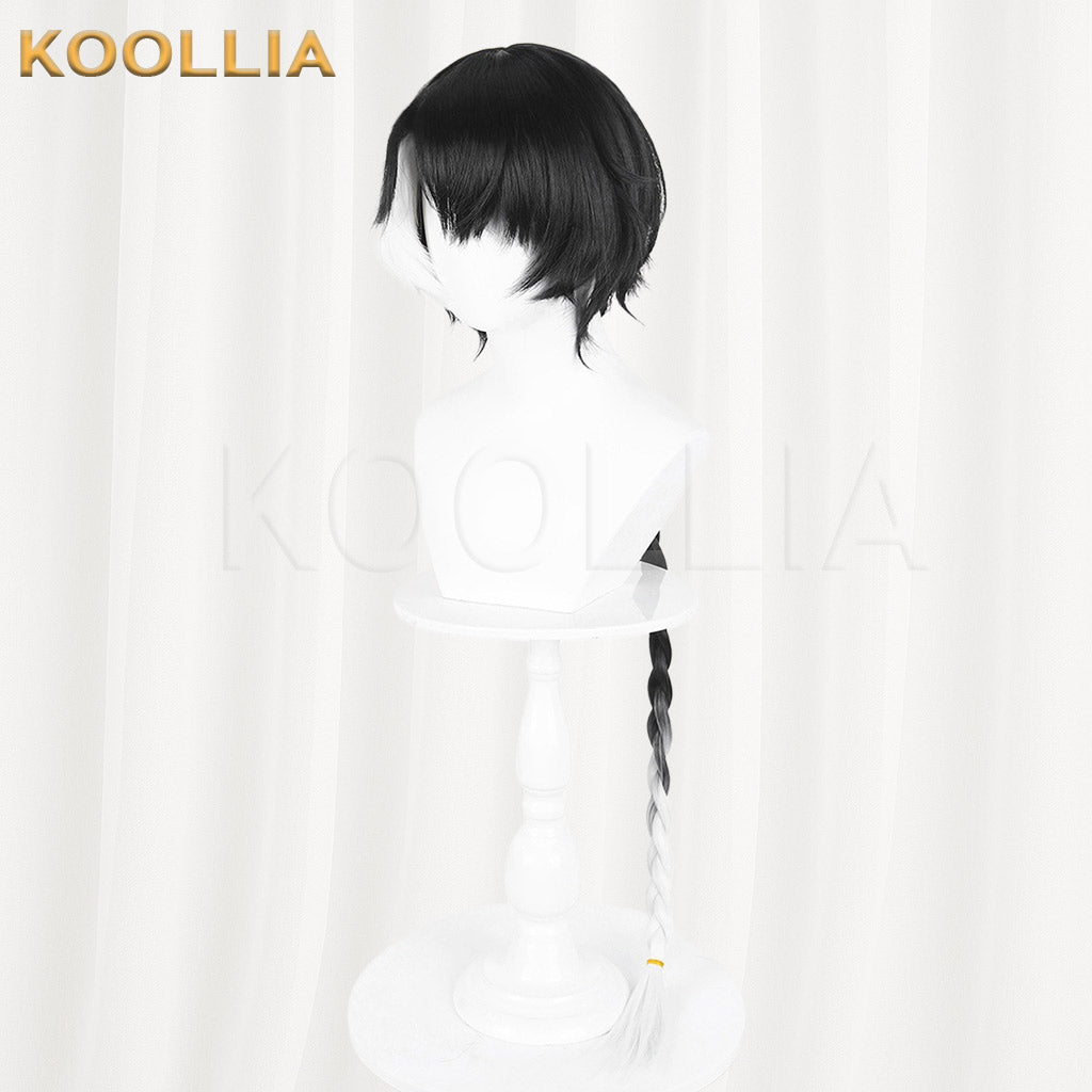 Wuthering Waves Jingran Black To White Gradient Short Hair With Single Braid Basic Wig
