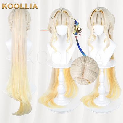 Wuthering Waves Su-Su Cream White Gradient Golden Long Hair Detachable Ponytail Basic Wig