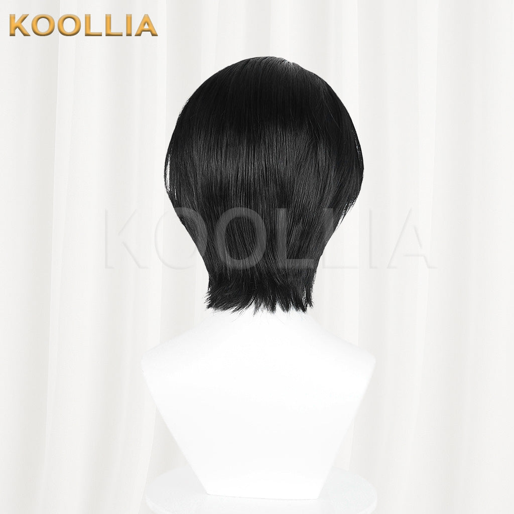 Limbus Company Yi Sang Black Short Wig With White Highlights Realistic Scalp Top Basic Wig