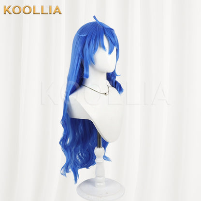 Touhou Project Yorigami Shion Wig Bright Blue Curly Spiral Ponytail Basic Wig