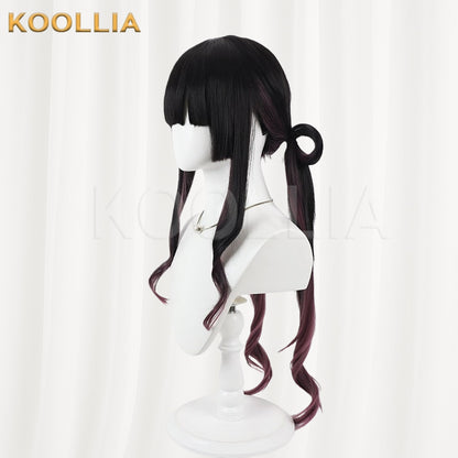 18TRIP Yuzuri Kotojō Black Hime Cut Long Wig Burgundy Purple Gradient Tips Basic Wig
