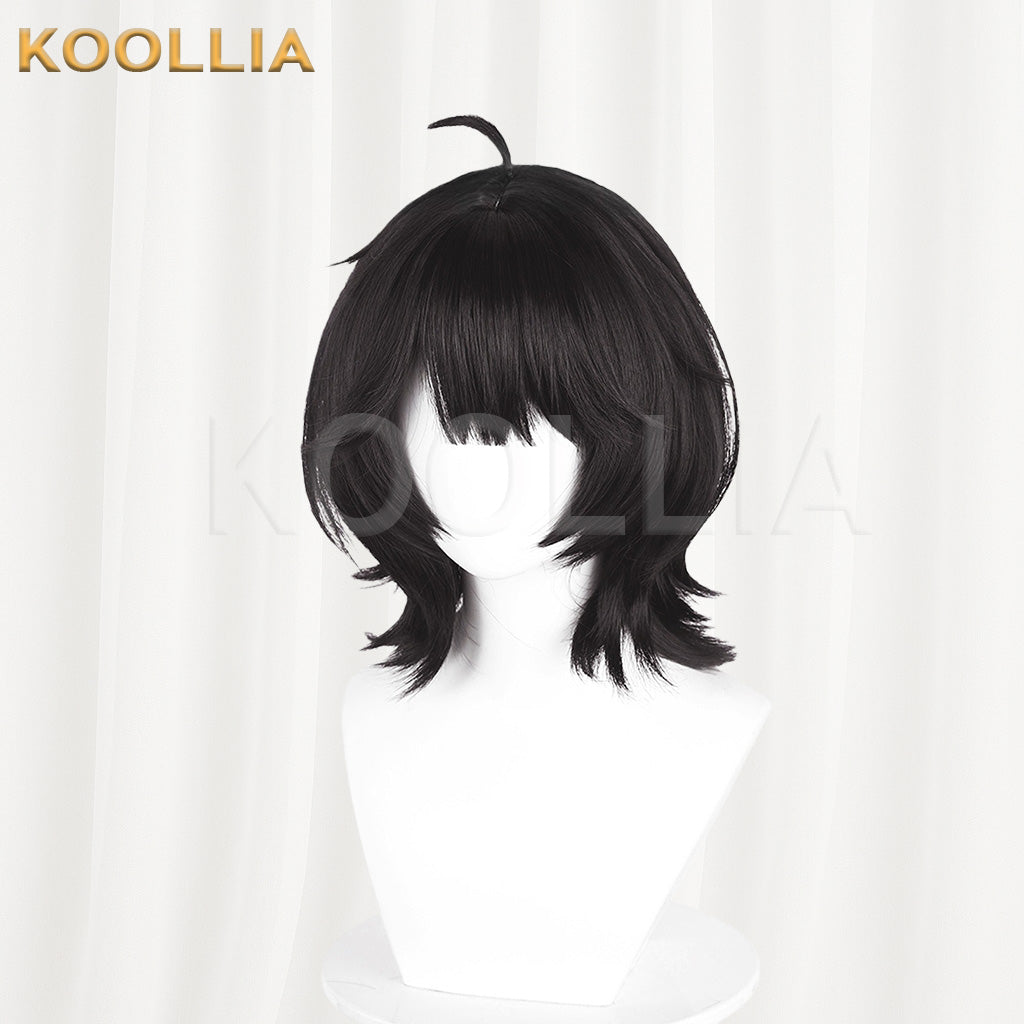 Paper Bride 9 Zhao Muxun Solid Black Wolf Tail Short Wig 3D Ahoge Realistic Scalp Top Basic Wig