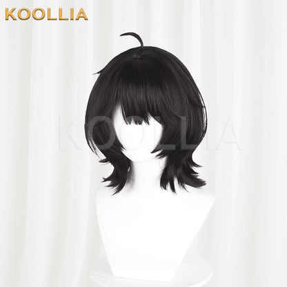 Paper Bride 9 Zhao Muxun Solid Black Wolf Tail Short Wig 3D Ahoge Realistic Scalp Top Basic Wig